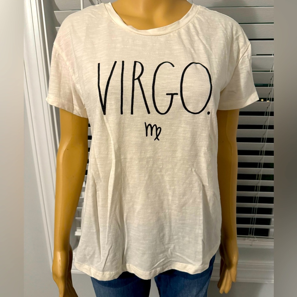 Great Rae Dunn size S white VIRGO short sleeve shirt NWOT